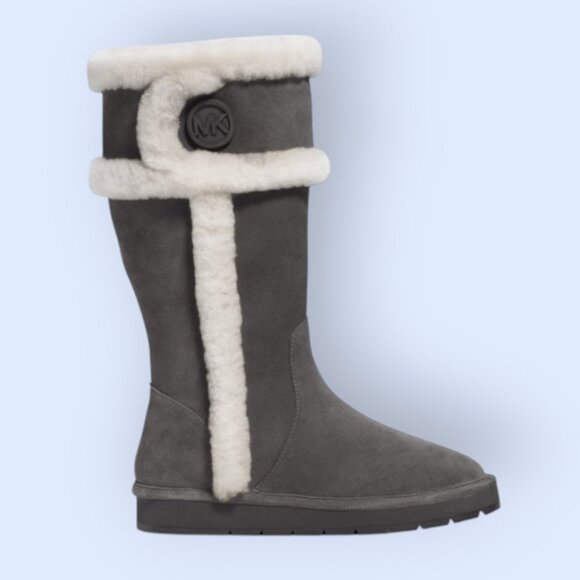 MICHAEL KORS BOOTS WOMEN'S SIZE 6 CHARCOAL GRAY SUEDE WITH SHEARLING LINING NIB - Picture 1 of 7